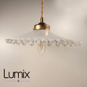 Pendant light verre opaline dentetée 1930 -