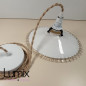 Suspension verre Opaline dentelée - Douille E14 bakélite - Verre souffé ancien année 1930 Suspension verre Opaline dentelée - Douille E14 bakélite - Verre souffé ancien année 1930