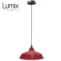 Suspension Bistrot métal rouge extérieur et blanc émaillé intérieur - Code RAL au choix