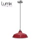 Pendant light Bistrot métal rouge extérieur et blanc émaillé intérieur - Code RAL au choix