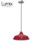 Suspension Bistrot métal rouge extérieur et blanc émaillé intérieur - Code RAL au choix