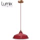 Pendant light Bistrot métal rouge extérieur et blanc émaillé intérieur - Code RAL au choix