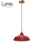 Suspension Bistrot métal rouge extérieur et blanc émaillé intérieur - Code RAL au choix