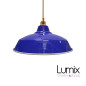 Suspension Bistrot métal Bleu extérieur et blanc émaillé intérieur - Code RAL au choix