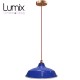 Pendant light Bistrot métal Bleu extérieur et blanc émaillé intérieur - Code RAL au choix