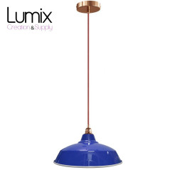 Suspension Bistrot métal Bleu finition Cuivre