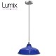 Pendant light Bistrot métal Bleu extérieur et blanc émaillé intérieur - Code RAL au choix