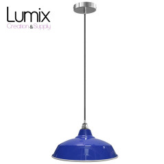 Suspension Bistrot métal Bleu finition chrome