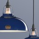 Pendant light Coolicon® Original bleu émaillée petit format douille et rosace métal