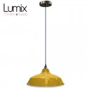 Pendant light Bistrot metal Yellow/Orange outside and white enamelled inside - choice of RAL code