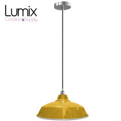 Suspension Bistrot métal Jaune finition chromée