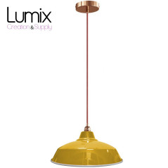 Suspension Bistrot métal Jaune finition cuivrée