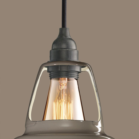 Suspension Coolicon® Original gris émaillée diamètre 23 cm - Douille E14 et rosace métal émaillé blanc