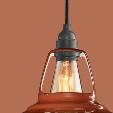 Suspension Coolicon® Original Terracotta émaillée diamètre 23 cm - Douille E14 et rosace métal émaillé blanc