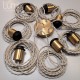 Suspension multiple Médusa 6 lampes avec porte-douille métal avec bague - Câble textile lin neutre rond ou torsadé - 3 finitions