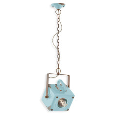 Suspension industrielle bloc carré en métal peinture vintage