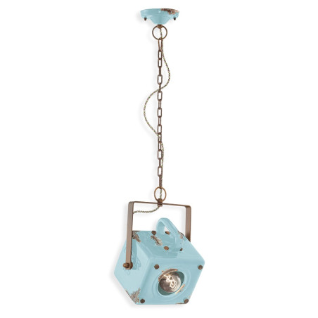 Suspension industrielle bloc carré en métal peinture vintage
