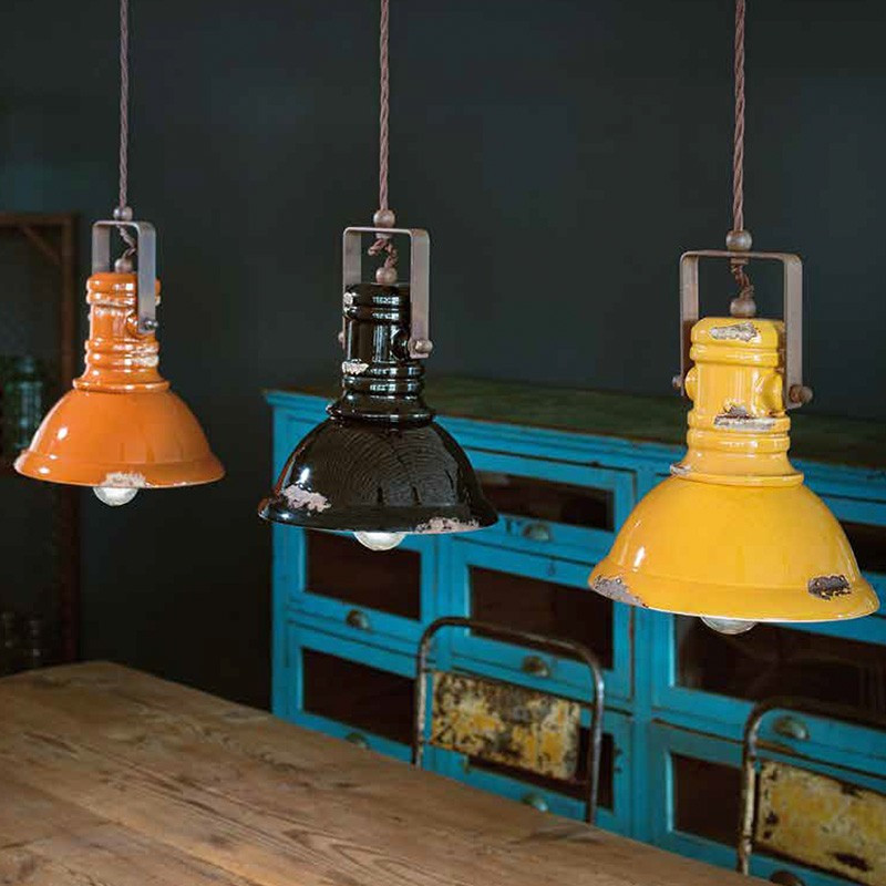 Suspension Rétro industrielle métal peinture style vintage