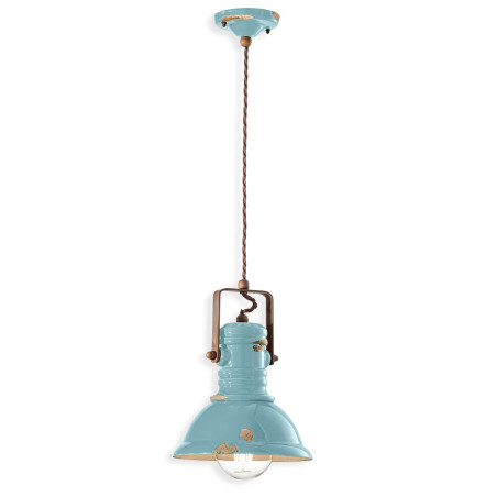 Suspension Rétro industrielle métal peinture style vintage - Diam 23 cm