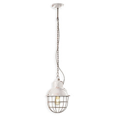 Suspension Rétro industrielle cage métal peinture style vintage - Diam 26 cm