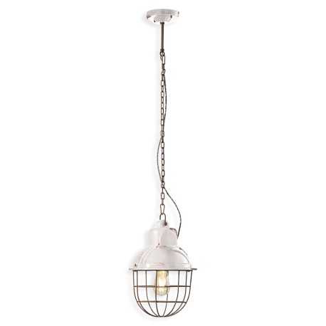 Pendant light Rétro industrielle cage métal peinture style vintage - Diam 26 cm