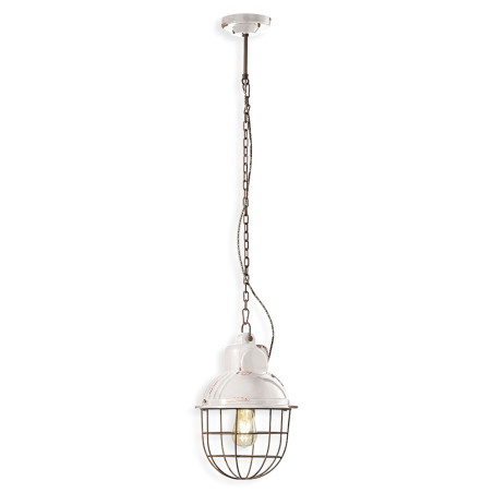 Suspension Rétro industrielle cage métal peinture style vintage - Diam 26 cm