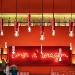 Pendant light cylindre céramique 18 cm en porte douille E27