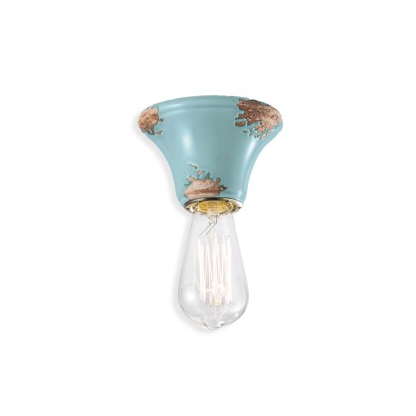 Vintage azure blau Keramiklampe oder Deckenleuchte