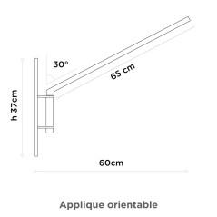 Applique murale en acier orientable à 180° et finition aux choix