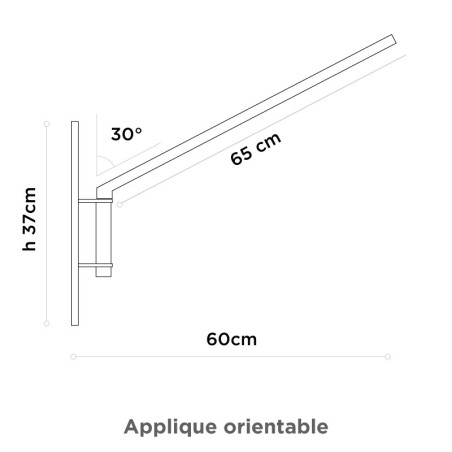 Applique murale en acier orientable à 180° et finition aux choix