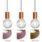 Suspension multiple Octopus 7 - Porte-douille métal couleur Cuivre satiné  avec douille E27 bakélite