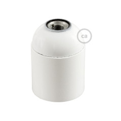 Douille E27 lisse en bakélite blanche