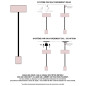 Suspension simple porte-douille et rosace silicone Fuschia