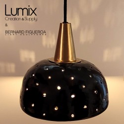 Pendant light céramique Starlight noir ou blanche fintion laiton
