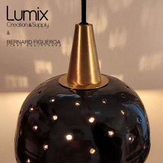 Suspension céramique Starlight noir ou blanche fintion laiton