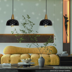 Suspension céramique Starlight noir ou blanche fintion laiton