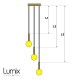 PRIVÉE : Pendant light multiple 3 lampes - Douilles longues en métal et câble textile