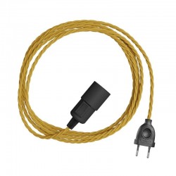 Privée : lampe baladeuse 3 m de câble textile torsadé dorée douille bakélite noire avec inter