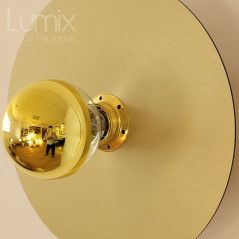 Applique HELIOS murale ou en plafonnier disque composite aluminium 3mm brossé or 30 cm ou 22 cm