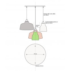 Private : Multiple Suspension 4 Lampen COPPA-Farbton - Rosace XXL Weißes Dibond - Ref PR2023-024