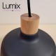 Suspension COPPA forme cloche en céramique noire et bois fait main