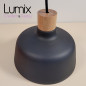Suspension céramique noire COPPA forme cloche et porte-douille bois fait main