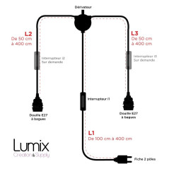 Privée : Lampe double à supendre LB1idoubleV2 - câble jute douille bois