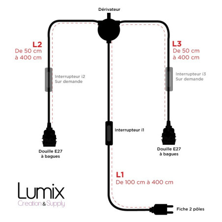 Privée : Lampe double à supendre LB1idoubleV2 - câble jute douille bois
