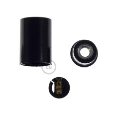 Douille E14 lisse en bakélite noire
