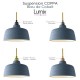 Suspension multiple 3 lampes céramique COPPA CLOCHE BLEU DE COBALT montées sur pavillon métal 800 mm de long