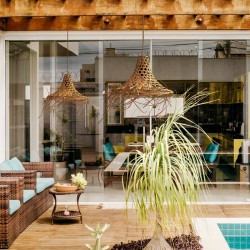 Pendant light E27 - IP65 pour l'extérieur BALI bandes de rotin vernis