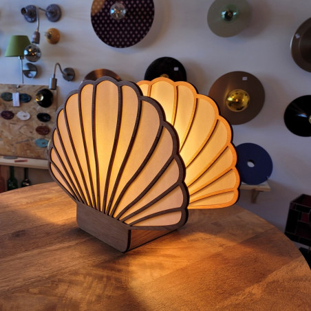 Lampe à poser VENUS PRESTIGE - Socle Chêne massif - Douille effet laiton E27
