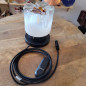 Lampe à poser en métal peint en noir et verrine Murano Mazzega 1960