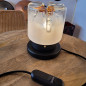 Lampe à poser en métal peint en noir et verrine Murano Mazzega 1960